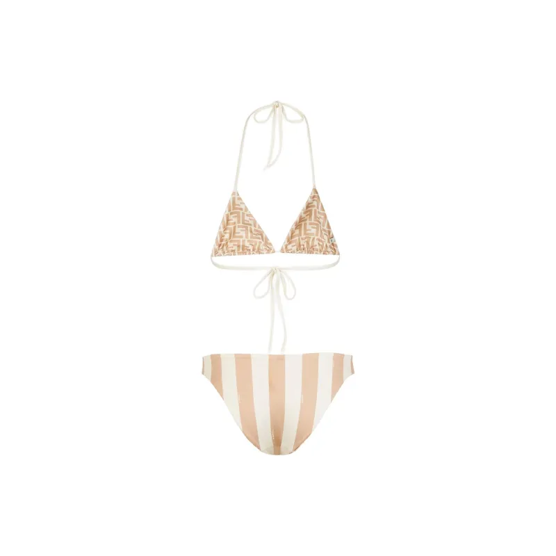FENDI Striped Halterneck Two Piece Swimsuit-2
