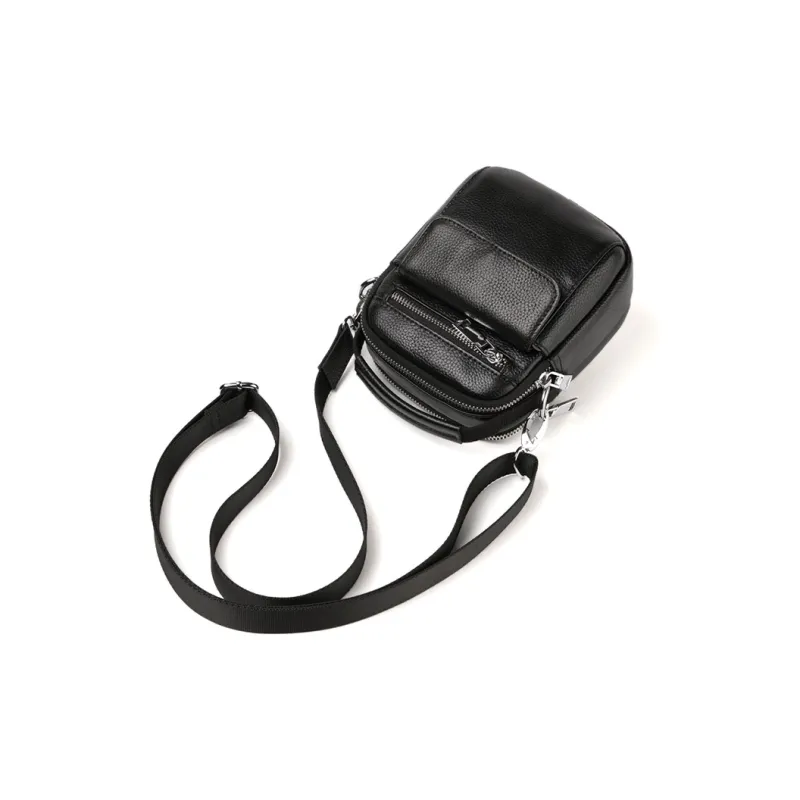 DOSRFINI Genuine Leather Shoulder Bag, Crossbody Bag, Handbag Men's Black-3