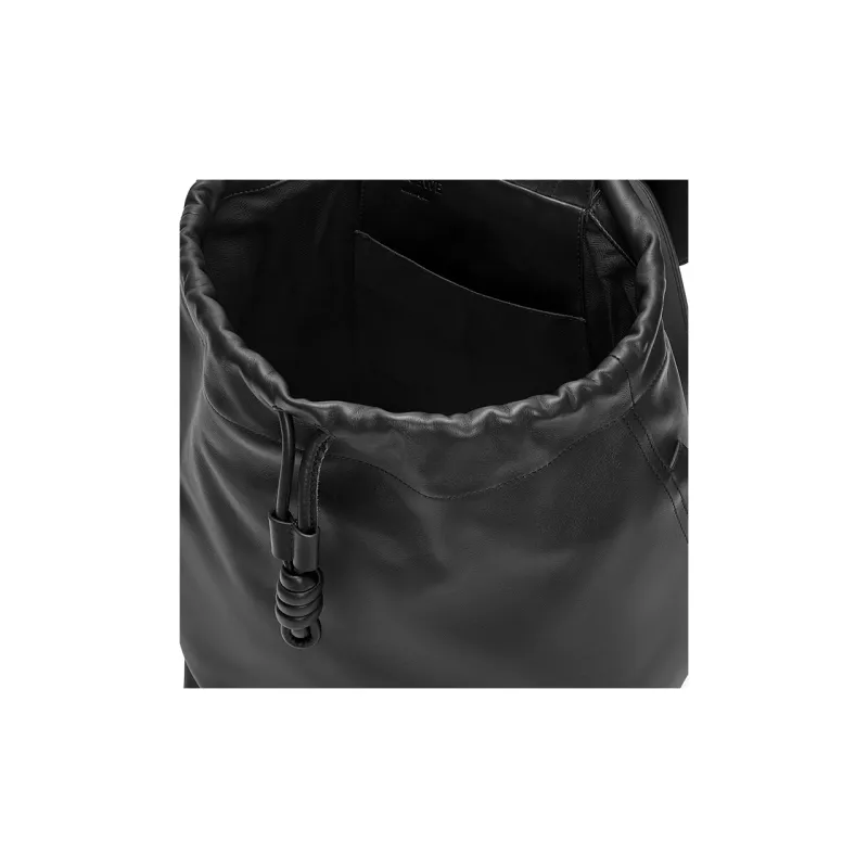 LOEWE Flamenco Shiny Soft Cow Leather Backpack Men's Black-4