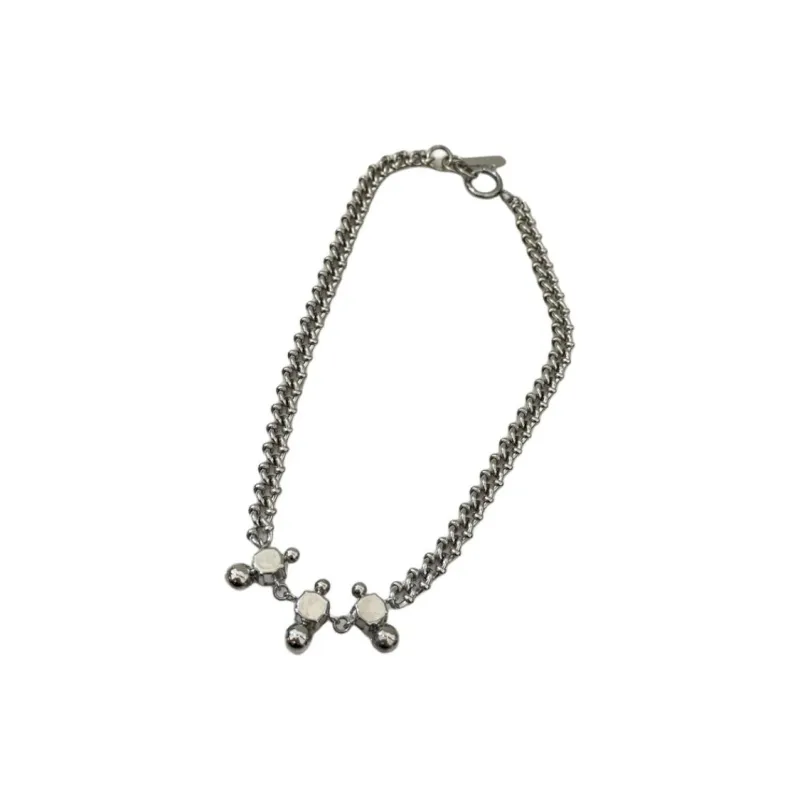 JUSTINE CLENQUET Brass, Palladium Plated, Artificial Crystal Necklaces Women's Silver-1