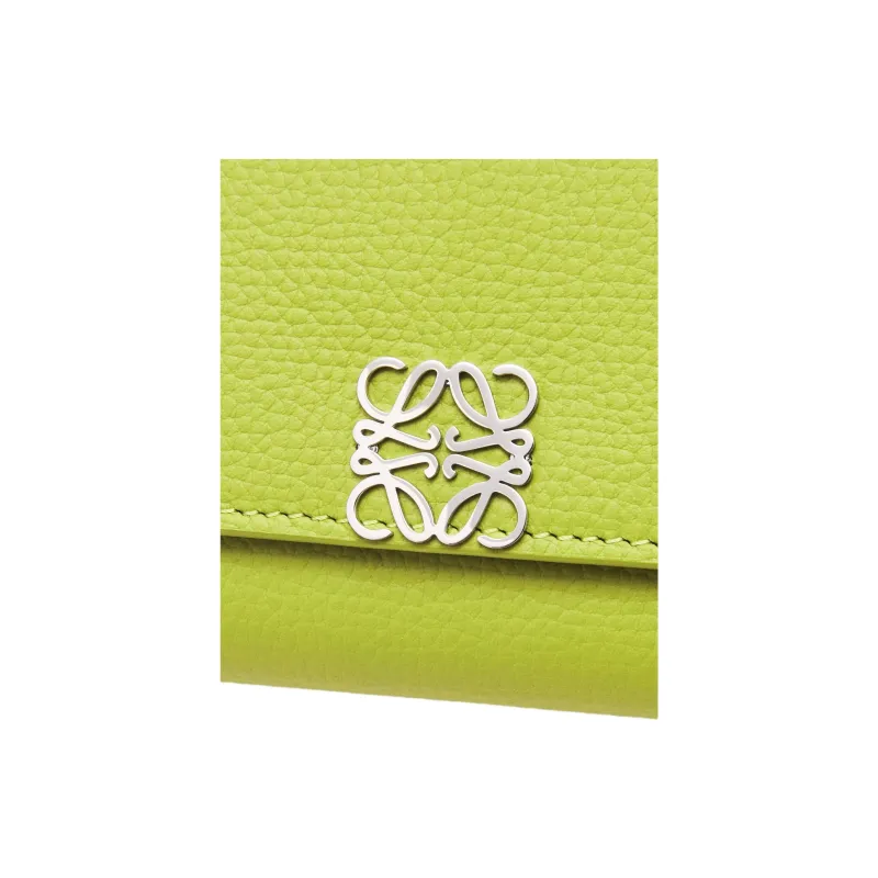 LOEWE Anagram Pebble Texture Calfskin Wallet Trumpets Women's Pasture Green-4