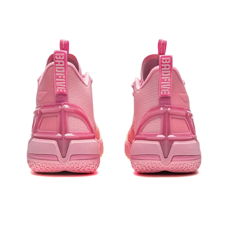 LiNing Anti five 4 Cushioned Wear Resistant Breathable Mid Top Basketball Shoes Men's Pink Yellow-5
