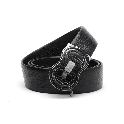 ELLE HOMME Automatic Buckle Belt For Men In Genuine Leather Top Grain Cow Leather Belt Men's Black Width 3.7cm