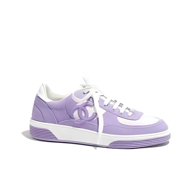 CHANEL Low Top Skateboard Shoes Women's Light Purple-5