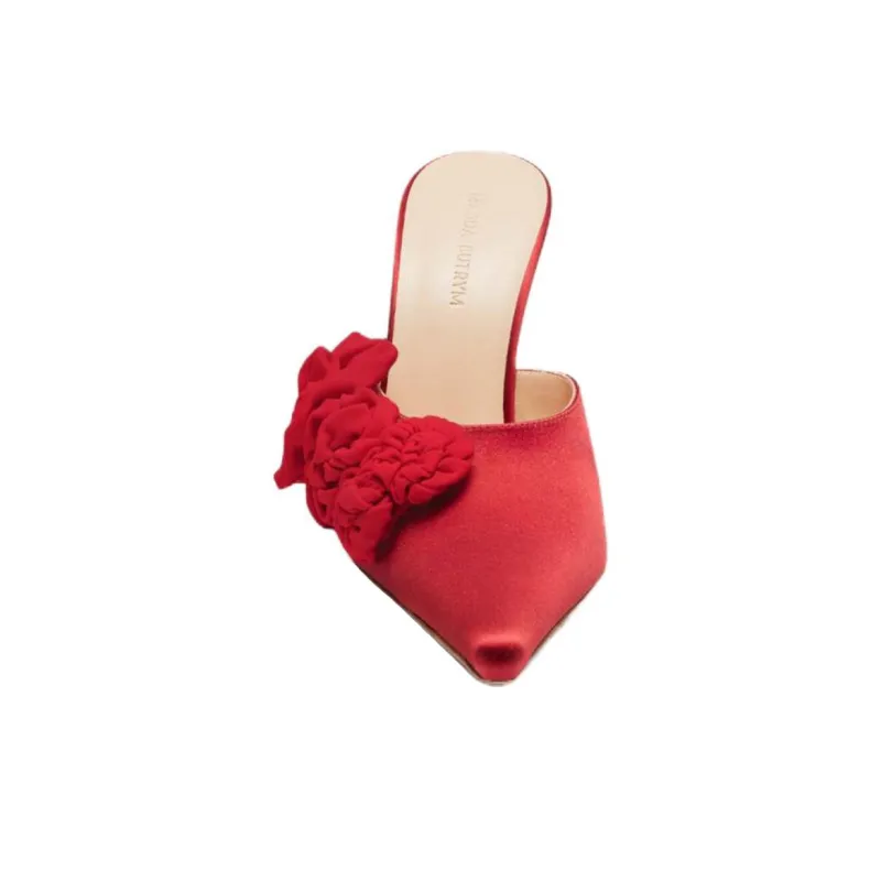 MAGDA BUTRYM Closed Toe Slippers 10.5cm Women's Red-4