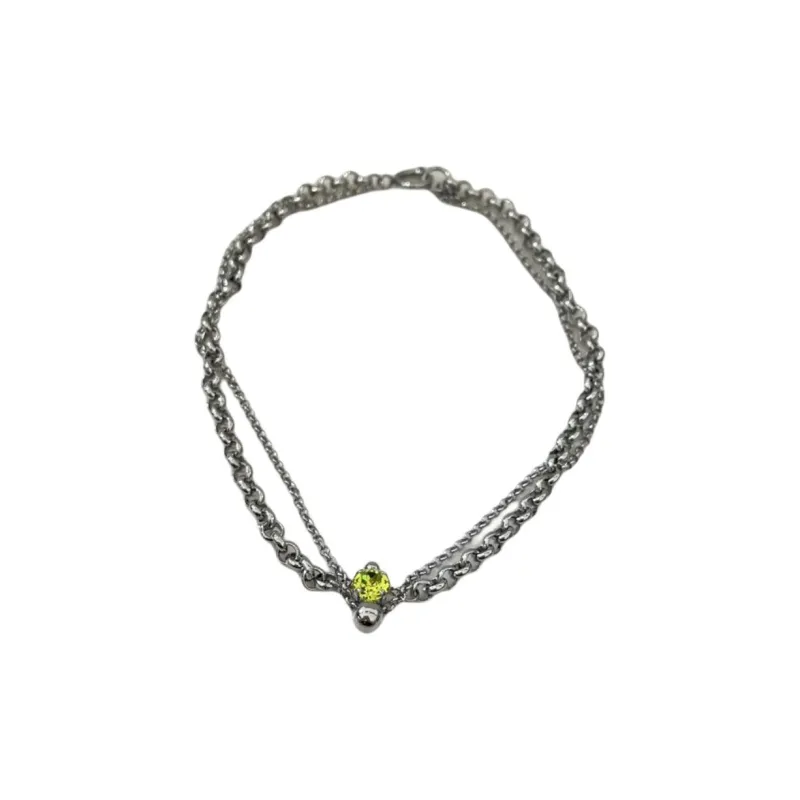 JUSTINE CLENQUET Brass, Palladium Plated, Crystal, Glass Necklaces Women's Silver-0