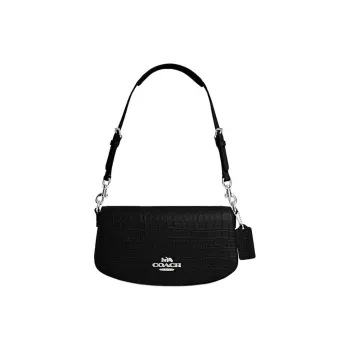 COACH Cow Leather Handbag Shoulder Bag Medium Size Women's Black