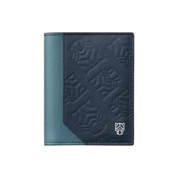 CARTIER Embossed Calfskin Card Holder Unisex Dark Blue