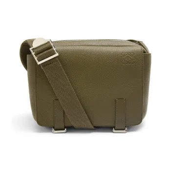 LOEWE Soft Grain Calfskin Messenger Bag, Shoulder Bag, Crossbody Bag Extra Small Men's Dark Khaki Green