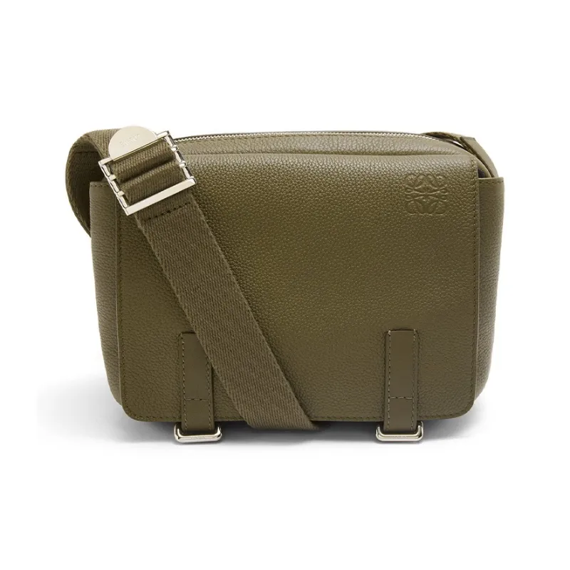LOEWE Military Messenger Bag In Soft Grained Calfskin Xs Military Green-0