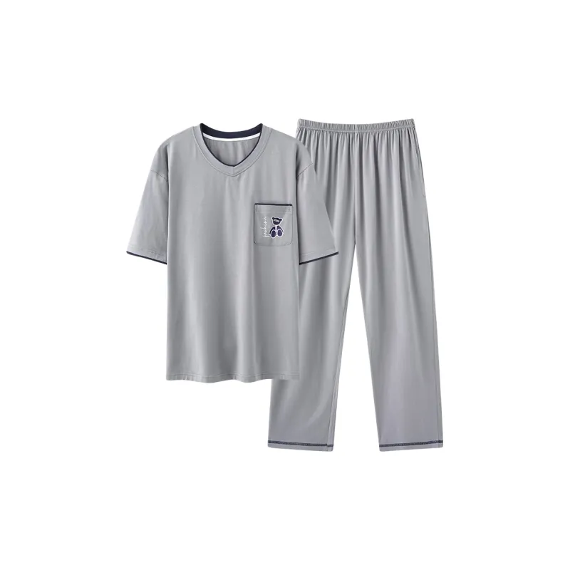 Mulong Family Pajama Set Men's Silver-0