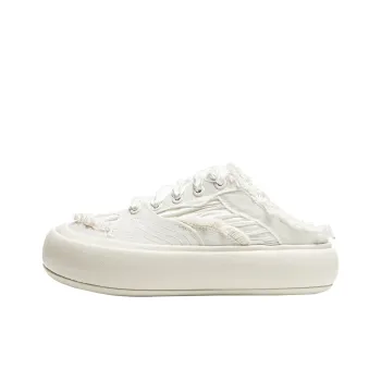 LiNing Puff Mule Anti Slip Wear Resistant Low Top Casual Shoes Women's Ivory