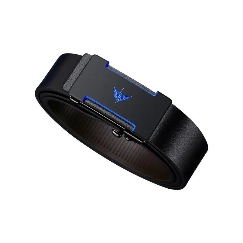 WilliamPOLO Cow Leather Leather Belts Men's Blue 3.4cm Wide-1