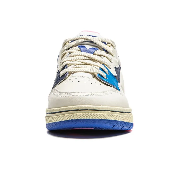 LiNing Anti-Slip Wear-Resistant Low-Top Skateboard Shoes Women's White Blue-4