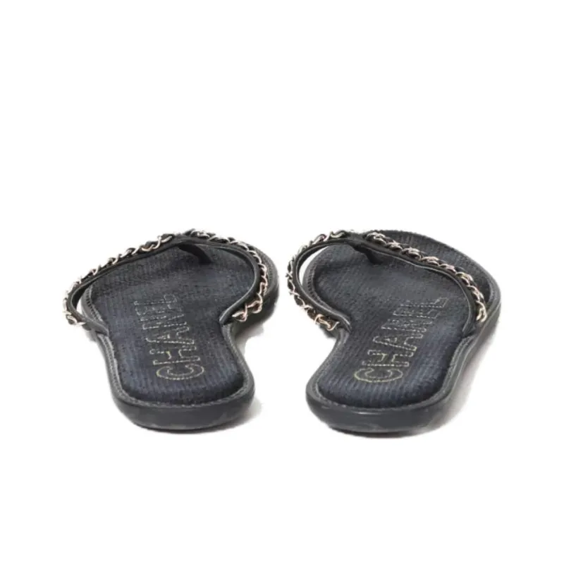 CHANEL Flip Flops Women's Black-5