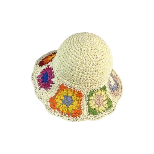 Fishing For Bears Straw Woven Bucket Hats Women's