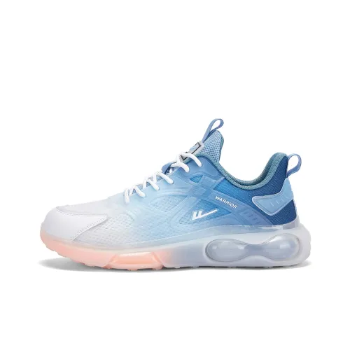 Warrior Cushioning Height Increasing Low Top Running Shoes Men's White Light Blue
