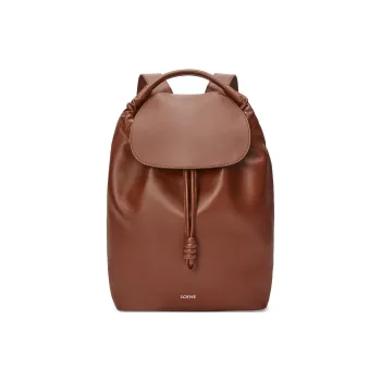 LOEWE Flamenco Shiny Soft Cow Leather Backpack Men's Brownie