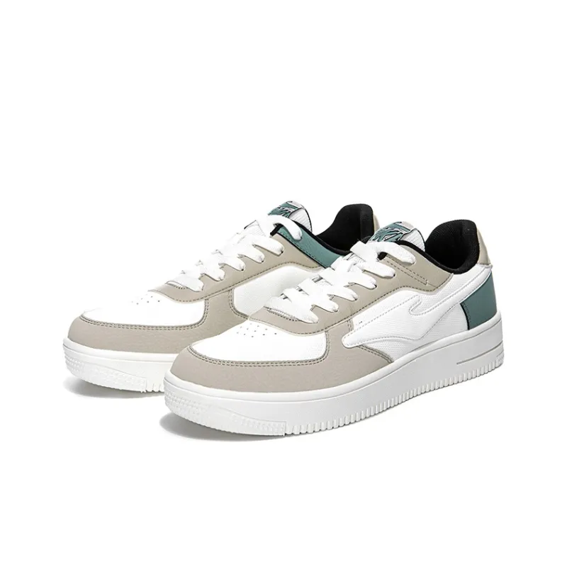 Erke Durable Breathable Low Top Skateboard Shoes Men's Microcrystalline White Light Linen-1