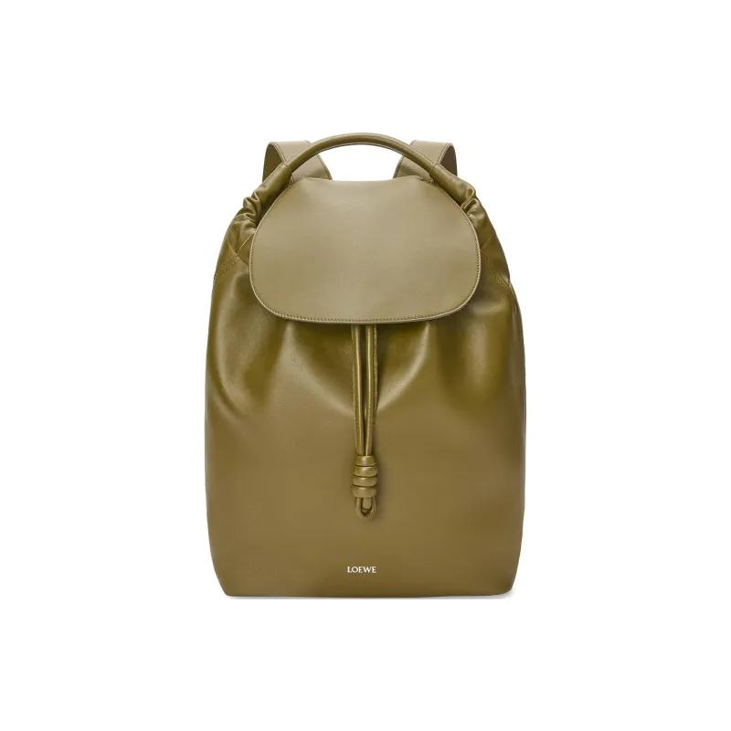 LOEWE Flamenco Shiny Soft Cow Leather Backpack Men's Olive-0