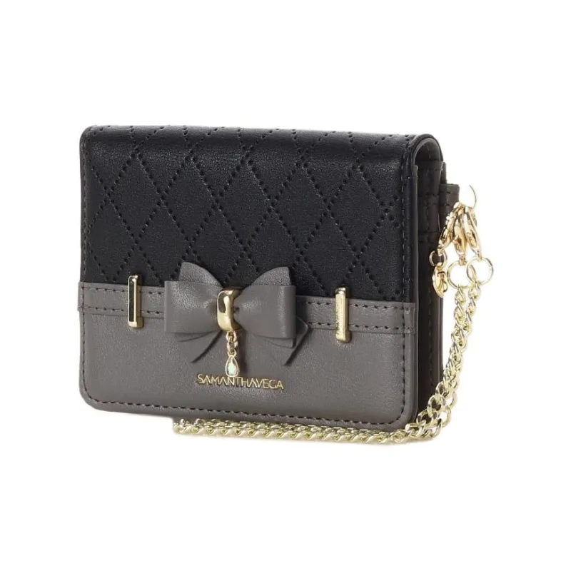 SAMANTHA THAVASA Synthetic Leather Card Holder Women's Black-1