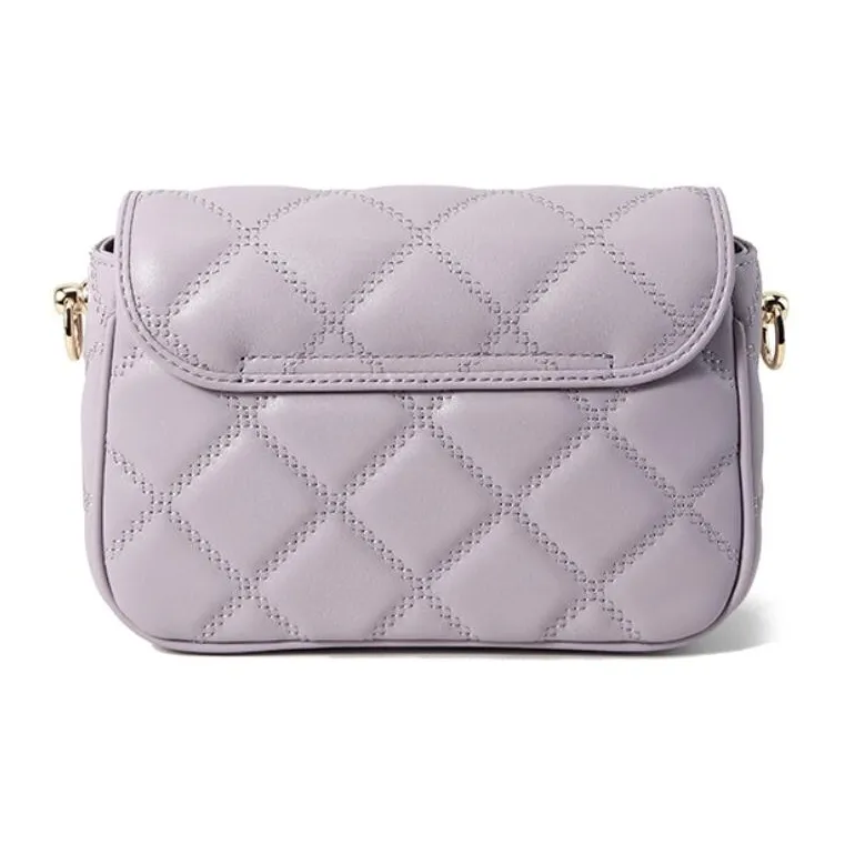 Why Cow Leather Shoulder Bag, Crossbody Bag Small Size Women's Hyacinth Purple/White/Black-2