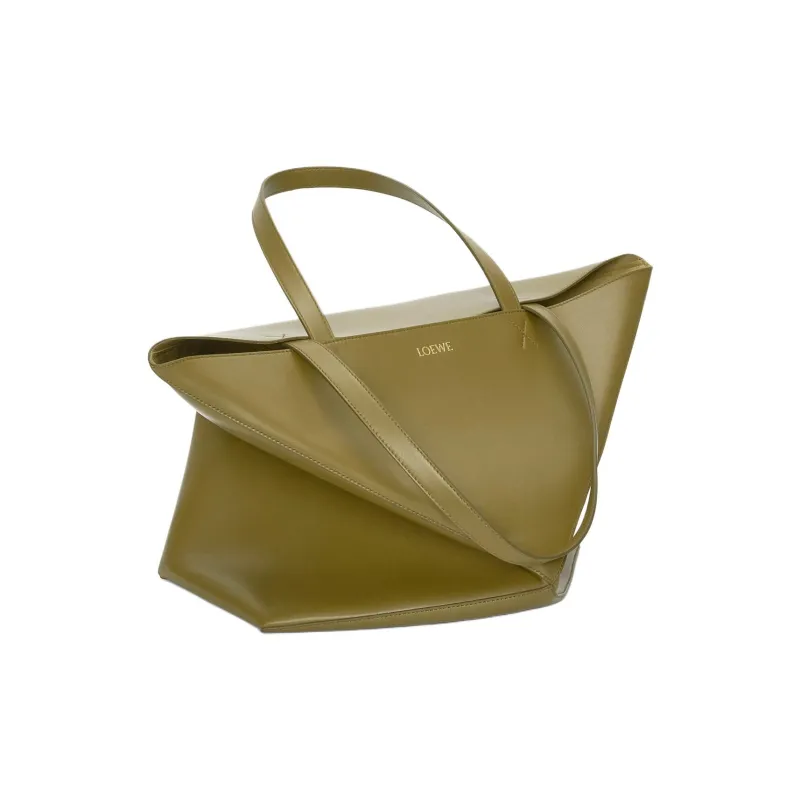 LOEWE Shiny Cow Leather Tote Bag, Shopping Bag, Shoulder Bag, Handbag Extra Large Men's Olive-3