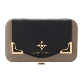 SAMANTHA THAVASA Synthetic Leather Card Holder Women's Plain Fabric Color