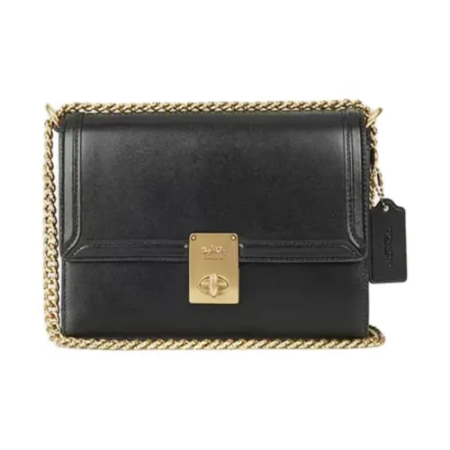 COACH Hutton Cow Leather Envelope Bag Shoulder Bags Small Size Women's Black
