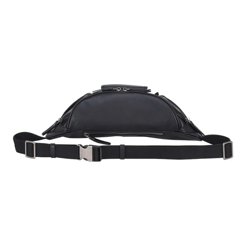 DOSRFINI Top Layer Vegetable Tanned Genuine Leather Crossbody Sling Bag Regular Men's Black-3