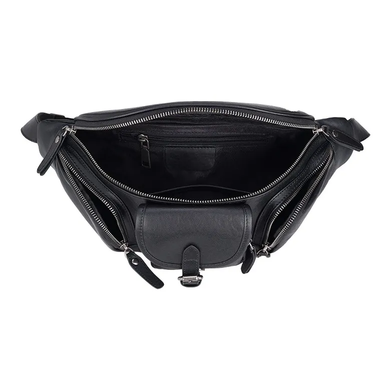 DOSRFINI Top Layer Vegetable Tanned Genuine Leather Crossbody Sling Bag Regular Men's Black-1