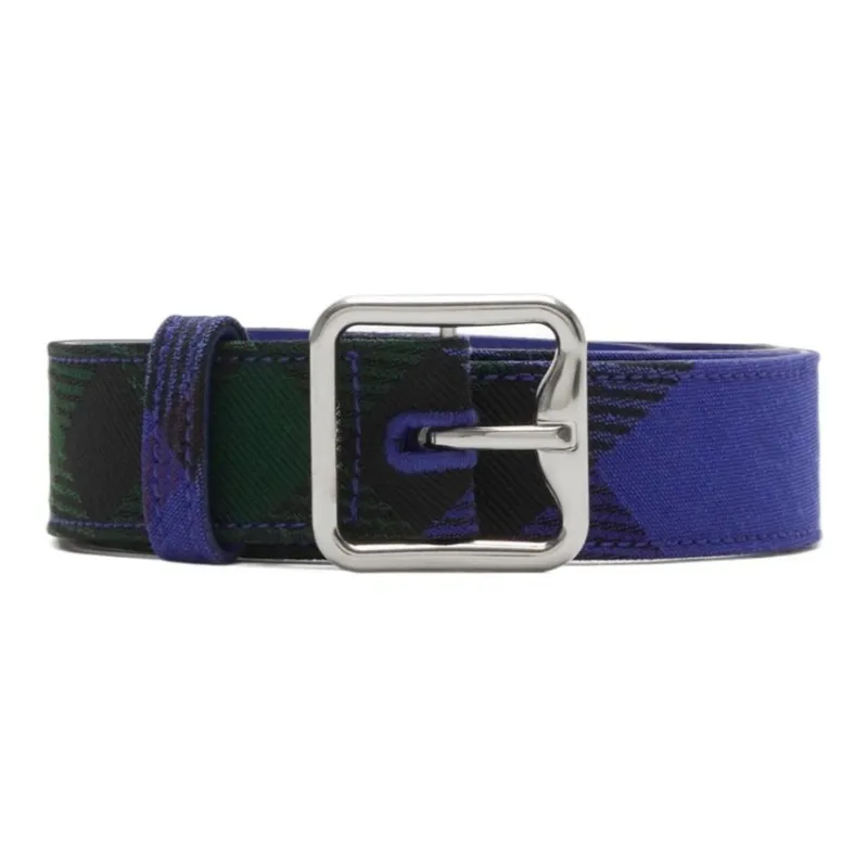 Burberry Plaid Design Polyester Cotton Belt Women's Blue Width: 3CM-1