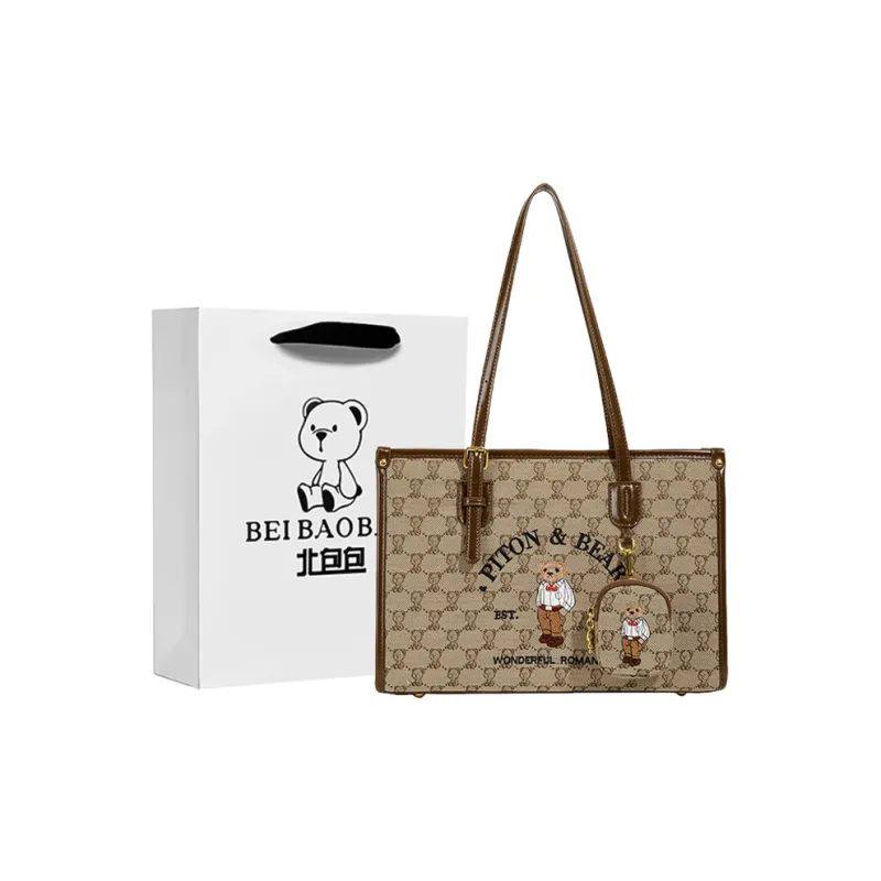 North Pack Fabric Tote Bag, Shopping Bag, Handbag, Shoulder Bag Women's Ecru/Khaki-6