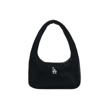 MLB Polyurethane Hobo Bag Shoulder Bag Unisex Black