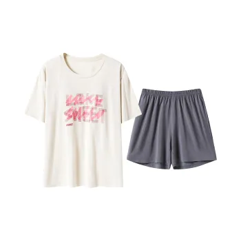 Close-fitting Areas Pajama Set Women's Beige Yellow