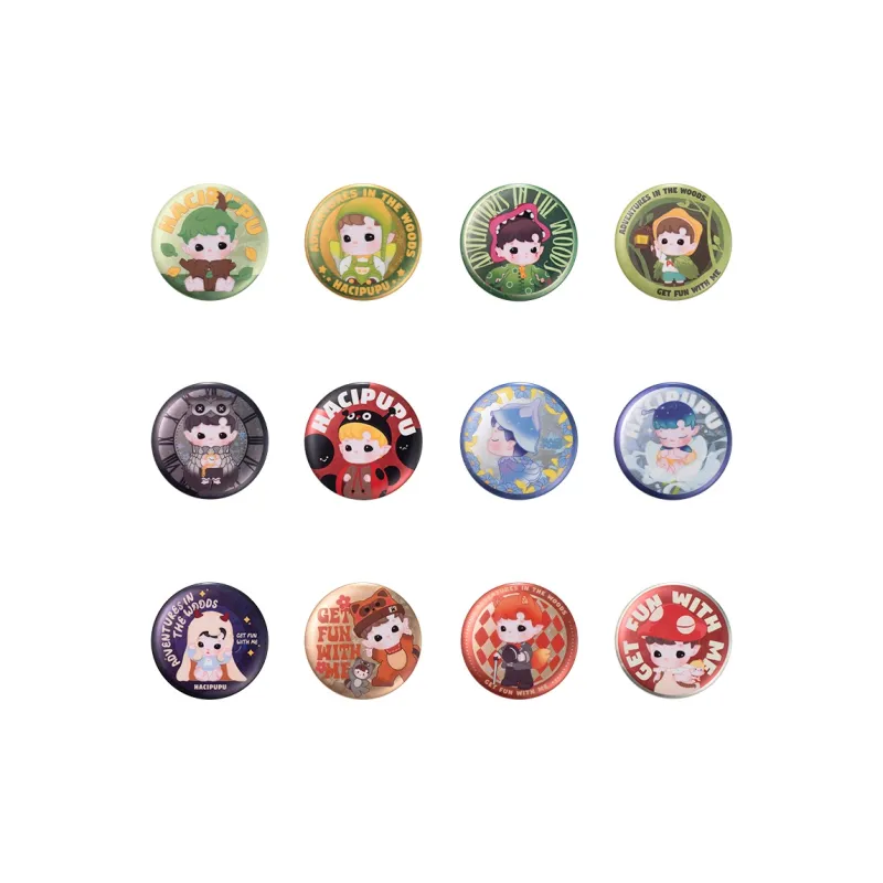 POP MART Forest Adventure Collection Tinplate Badge Blind Box Products Single Mystery Box/Full Box 12 Pcs-0