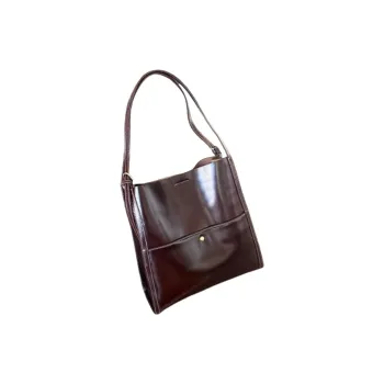 TTaG．baG Top Grain Vegetable Tanned Cow Leather Shoulder Bag Women's Coffee/Brown