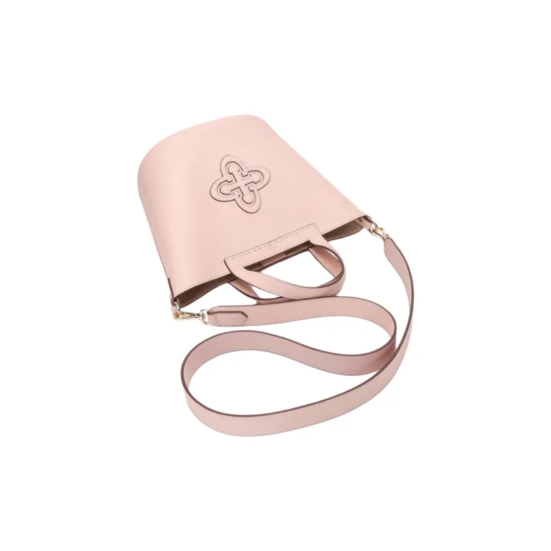 Why Cow Leather One Shoulder Handbags Medium Size Women's Pink/Beige/Caramel-5