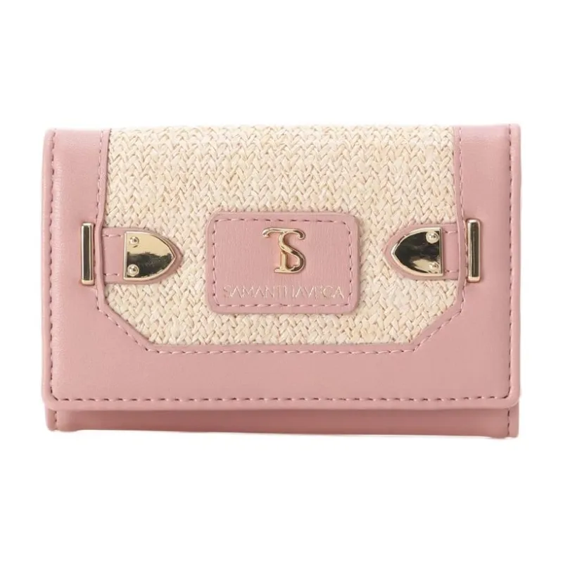 SAMANTHA THAVASA Cotton Synthetic Leather And Polyester Blend Key Pouch Women's Pink-0