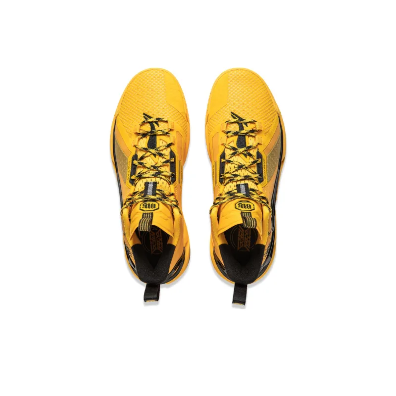 LiNing Anti five 4 Cushioned Wear Resistant Breathable Mid Top Basketball Shoes Men's Yellow-3