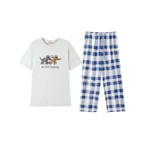 AUTUMNDEER Pajama Set Women's Light Gray