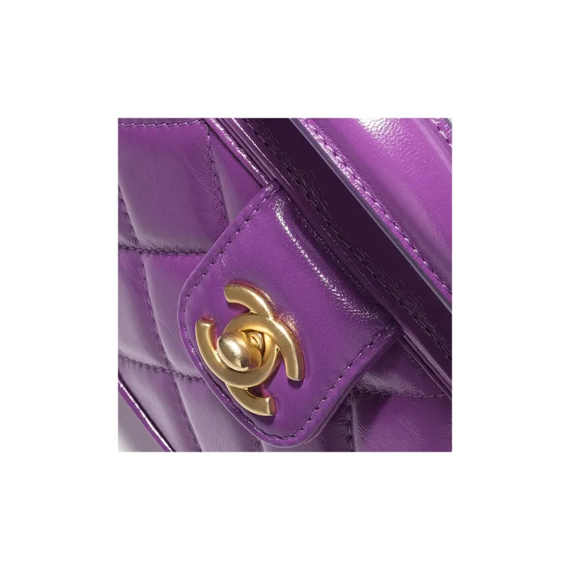 CHANEL Polished Lambskin Portable Crossbody Bag, Shoulder Bag Mini Women's Purple-2