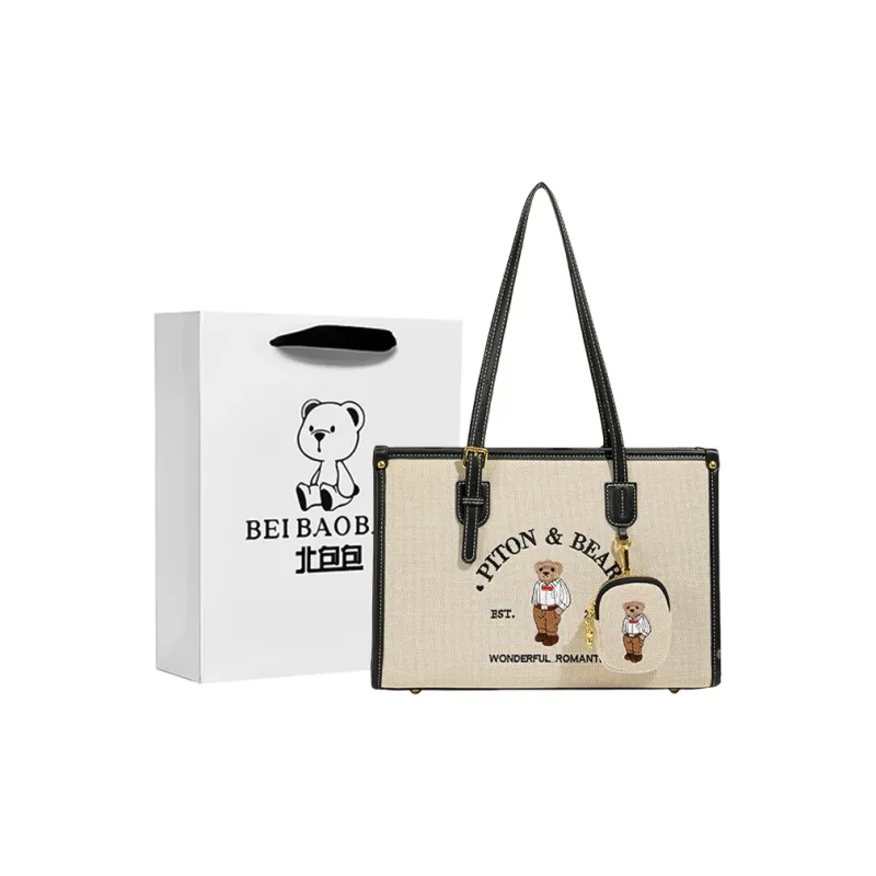 North Pack Fabric Tote Bag, Shopping Bag, Handbag, Shoulder Bag Women's Ecru/Khaki-0