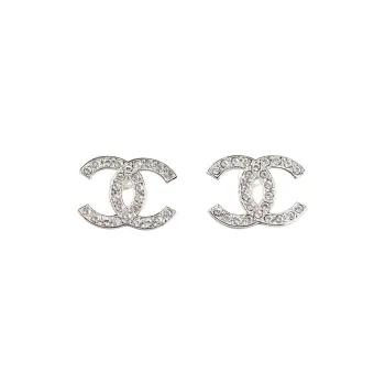 CHANEL Cubic Zirconia Earrings Unisex