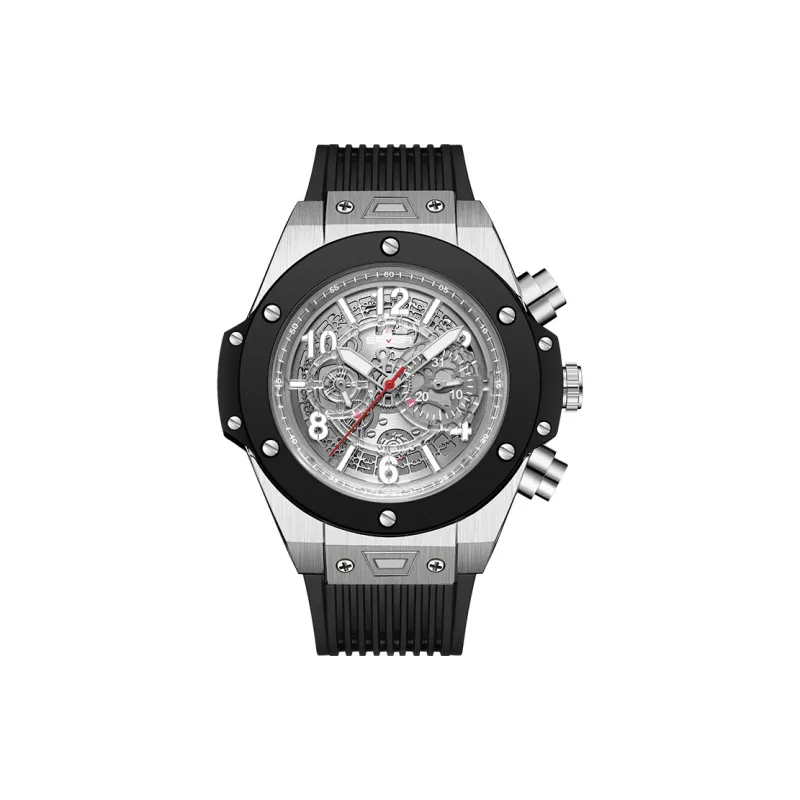 Sanda Automatic/Manual Mechanical Movement TPU Strap Watch Men's Watches Black Dial-5