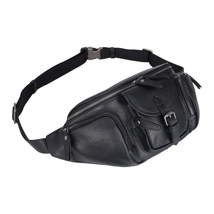 DOSRFINI Top Layer Vegetable Tanned Genuine Leather Crossbody Sling Bag Regular Men's Black-4