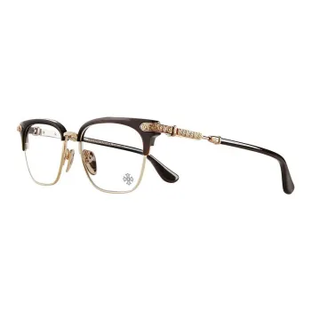 Chrome Hearts Plate Frame Titanium Irregular Shape Eyeglass Frames Unisex Brown