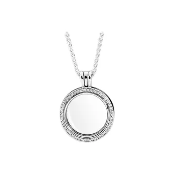 Pandora 925 Sterling Silver Glass Synthetic Cubic Zirconia Blended Material Necklaces Women's Silver