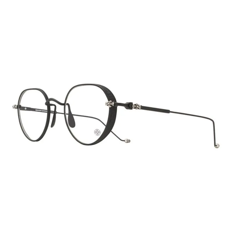 Chrome Hearts   Round Eyeglass Frames Unisex Black-0
