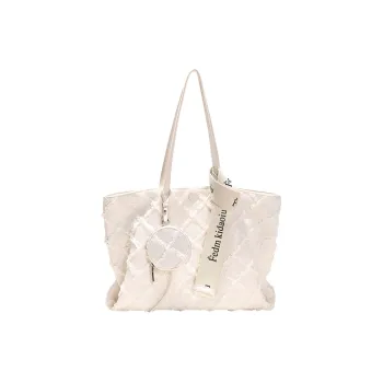 TTaG．baG Microfiber Synthetic Leather Tote Bag, Shopping Bag, Handbag, Shoulder Bag Women's White/Black